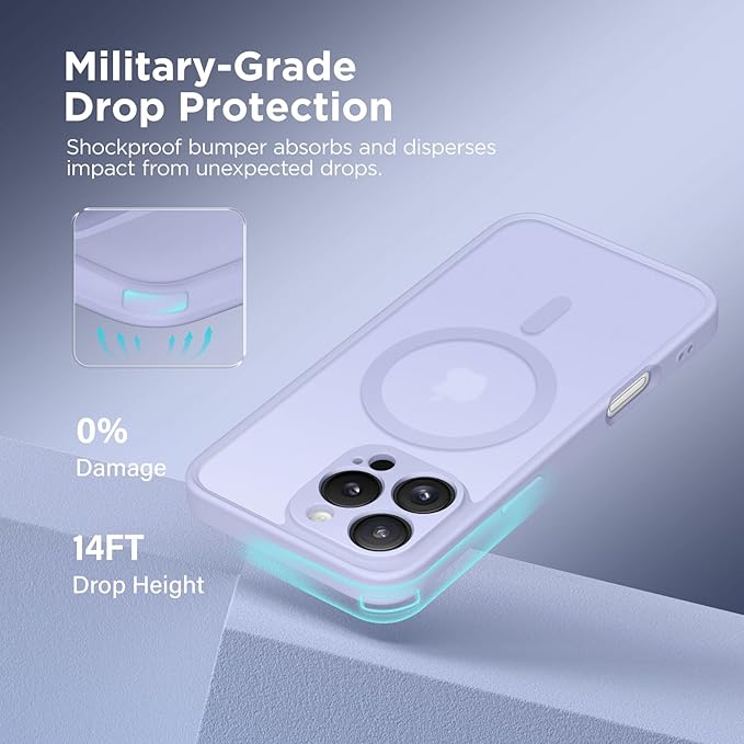 CAPRARO Magnetic Compatible with iPhone 16 Pro Max Case, Upgraded [Full Camera Protection] [Compatible with MagSafe] Protective Translucent Matte Women Phone Case Cover, Lilac