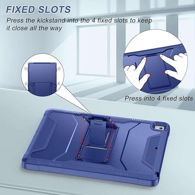 Soke Case for iPad 6th/5th Generation 9.7 Inch 2018/2017,with Built-in Screen Protector and Kickstand, Rugged Full-Body Heavy Duty Protective Cover for Apple iPad Air 2 /Pro 9.7 - Navy