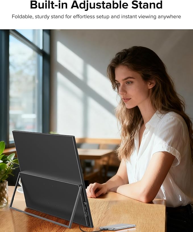 Portable Monitor 4K 23.8", 3840x2160 UHD 24" QLED Large Monitor, 400 Nits | 100% DCI-P3 | USB-C & HDMI | VESA & Stand | Second Screen for Computer, Mini PC, Game Consoles