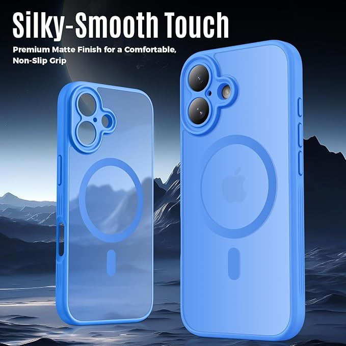 Symcele Designed for iPhone 17 Case, Compatible with MagSafe, [Camera Protection] [15FT Military Droptection] Shockproof Translucent Matte Anti-Slip Phone Case, 6.3", Blue