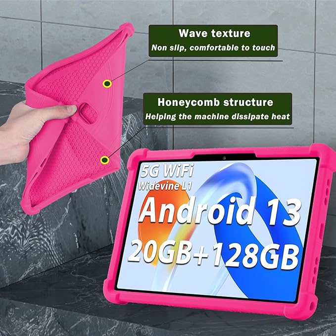 ATOOZ for ROWT 10.1 inch Tablet Case,Soft Silicone Case for ROWT A10/SVITOO Tab 10/Aiprotablet C20e/ZONKO D115/MB1001 10.1 inch Tablet with Stand (Rose Red)
