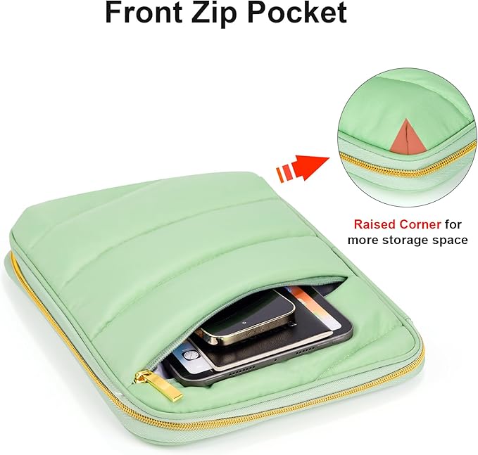 Puffy Tablet Sleeve Case for 9-11 Inch Tablets, Padded Pouch Bag for iPad Pro 11-in (M4), iPad 10.9 (10th Gen), iPad Air 11-in (M2), Galaxy Tab S9/S8 (Matcha Green-11)