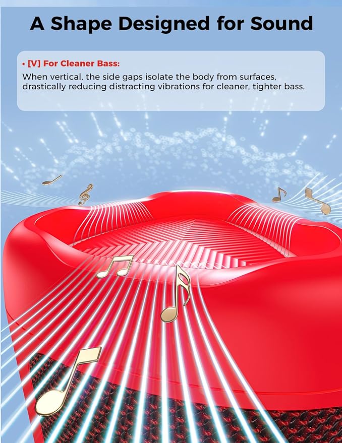 BolaButty Bluetooth Speaker Portable Wireless, IPX5 Waterproof, Up to 20H Playtime, TWS Pairing, BT5.3, for Home/Party/Outdoor/Camping/Beach Essentials, Birthday Gift (Red)