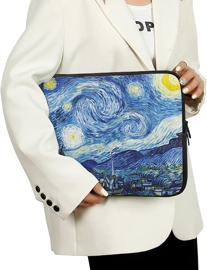 Starry Night Laptop Sleeve Case for Women Men Fashion Van Gogh Painting Pattern Laptop Protector with Versatile Uses Easy to Clean Ideal Gifts for Daily Use Travel at Different Occasions
