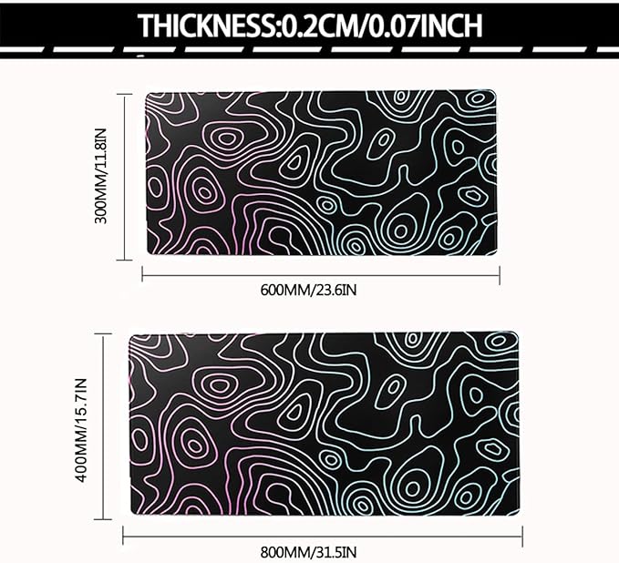 Rcege Large Mouse Pad for Desk - Gaming Mouse Pad with Stitched Edges, Anti-Slip Base for Keyboard and Mouse(Dazzle Black, 31.5L x 15.8W inches)