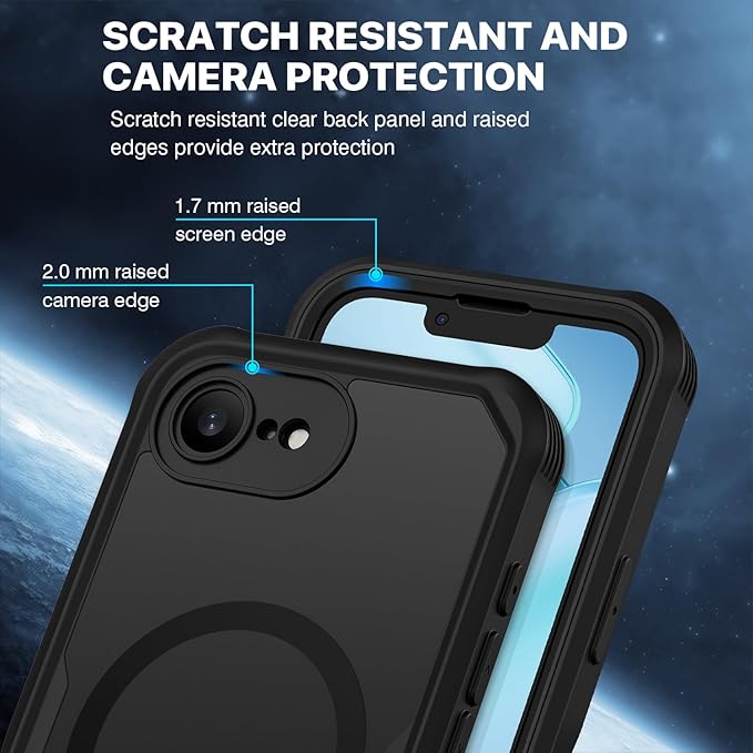 CENHUFO Magnetic Privacy Case for iPhone 16E / iPhone 17E [Compatible with Magsafe] Full Body Phone Case Built-in 9H Glass Privacy Screen Protector and Camera Protector, Shockproof Cover - Black