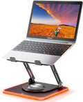 JOYEKY RGB Laptop Stand for Desk, Adjustable Ergonomic Laptop Riser with 360° Rotating Base, Foldable & Portable Computer Stand, Suitable for All 10-16” Laptops