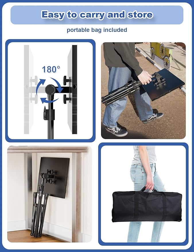 GSOW Projector Stand, Adjustable Height 26 to 56 Inch Laptop Tripod, Laptop Stand with Mouse Tray, Foldable Tripod for Projector with Carry Bag, Portable Podium Stand for Office, Home, Stage, DJ