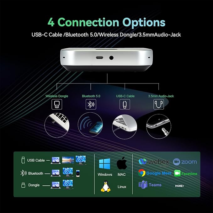 TONGVEO 4K AI PTZ Camera with 10X Optical Zoom & Bluetooth Conference Speakerphone, Auto Tracking Video Conferencing System with 360° Voice Pickup, HDMI USB Webcam for Church, Zoom, Teams
