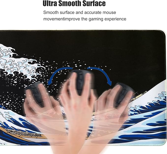 Gaming Mouse Pad with World Map(31.5 x 11.8in), Desk Mat&Large Mouse Pad Keyboard Mat 3MM Anti Slip and Waterproof Rubber Mouse Pad (Blue)