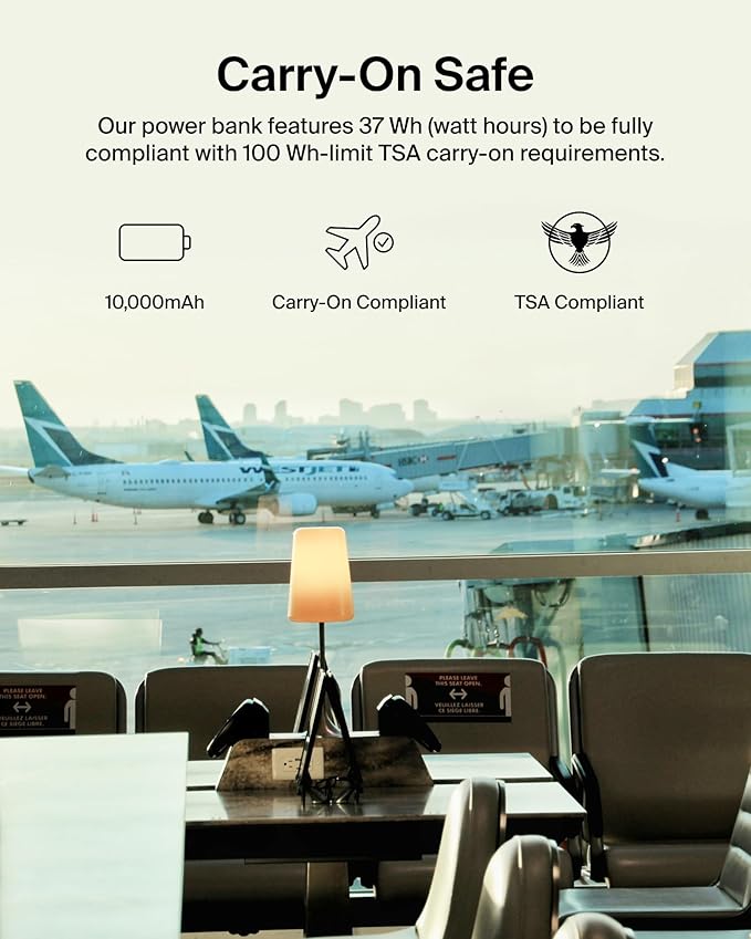 Belkin Portable Charger Power Bank for iPhone/Android (10,000mAh), 23W Battery Pack with Integrated USB-C, Lightning Cables, Pass-Through Capability, Charge 2 Devices at Once, Phone Charger Power Bank