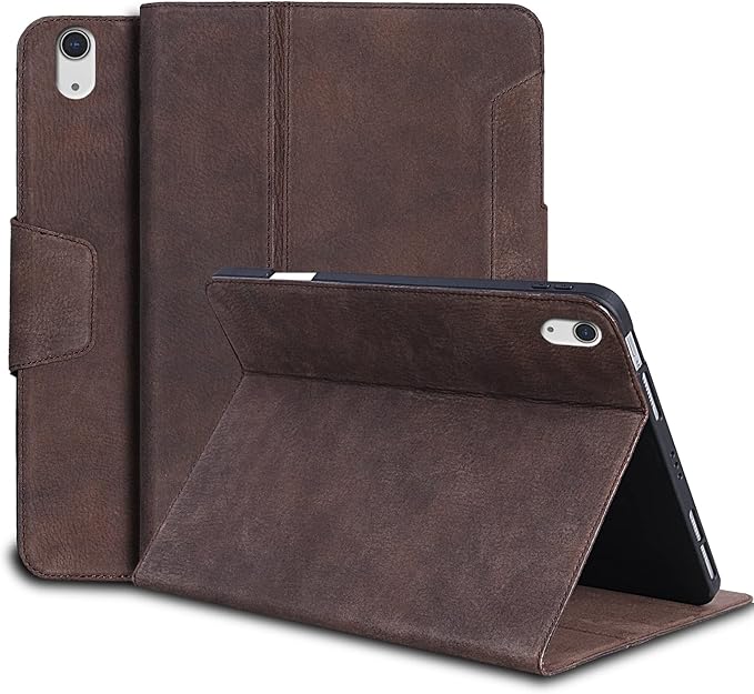 Gexmil Genuine Leather Case for iPad mini 7 (A17 Pro) 2024 / iPad mini 6 Generation 2021 8.3 Inch,Magnetic Closure,Pencil Holder,Shockproof Cowhide Cover,Pencil 2 Wireless Charging,Sand Dark Brown