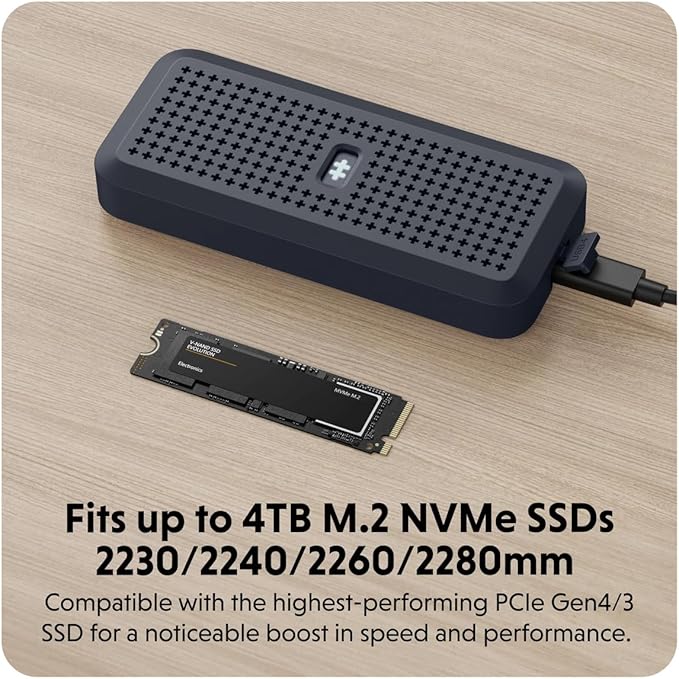Hyper HyperDrive Next Portable 40Gbps USB4 M.2 NVMe SSD Enclosure with up to 4TB for PS5, Windows 10, macOS 12.4, and Newer, Water/Dust Resistant, Fits 2230/2240/2260/2280mm