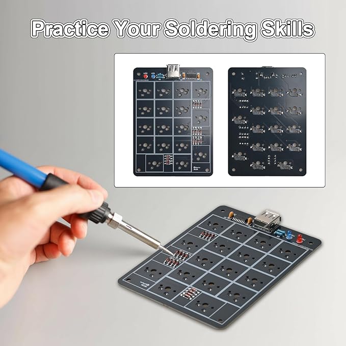 Icstation Numeric Keypad Soldering Practice Kit, 17 Key USB Hot-Swappable Blue Switches Mechanical Number Pad with PBT Keycaps STEM Soldering Project for School Learning Hobbyists Laptop PC Computer