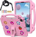 Cute Kids Case for Apple iPad Air 13" M4 M3 M2 2026 2025 2024/ iPad Pro 13 2025 2024/ Pro 12.9 2022/2021/2020/2018, DIY Figures Kickstand EVA Handle Case with Shoulder Strap Shockproof Cover,Pink
