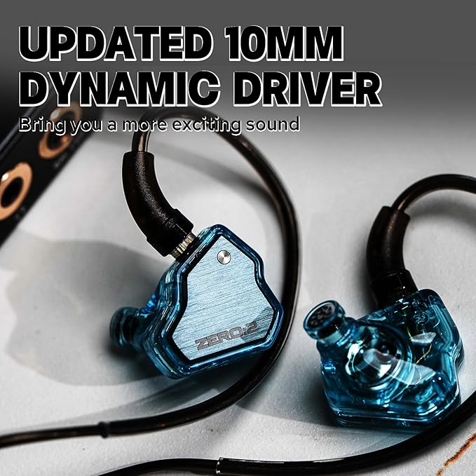 Linsoul 7Hz x Crinacle Zero:2 in Ear Monitor, Updated 10mm Dynamic Driver IEM, Wired Earbuds Earphones, Gaming Earbuds, with OFC IEM Cable for Musician (Without MIC, Blue)