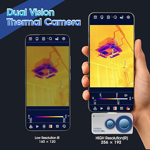 Thermal Imaging Camera Android 256x192 IR Resolution,640x480 Super Resolution Thermal Imaging Camera -15°Cto 600°C TEM Range for Smartphones(not for iOS) IP54