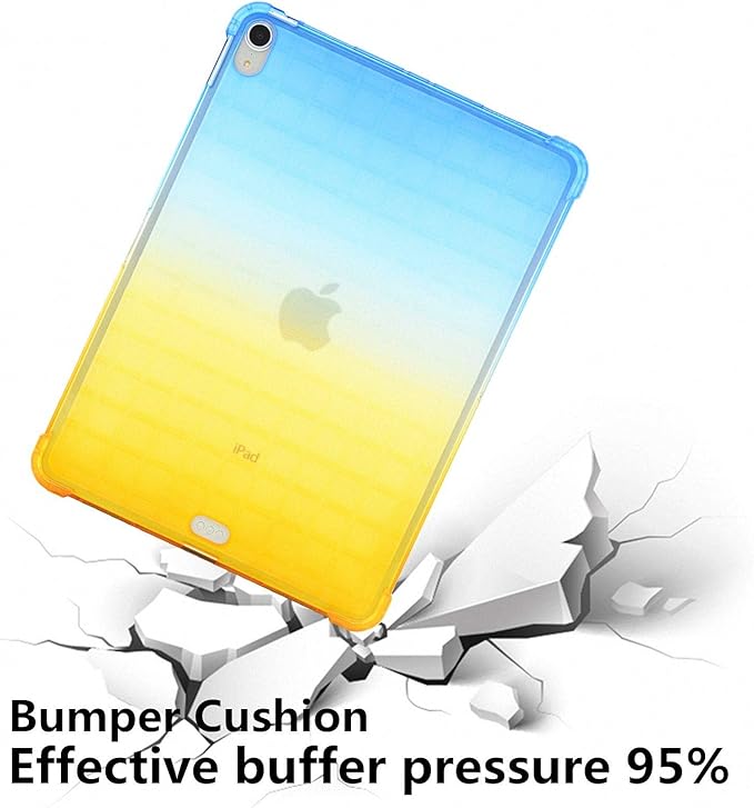 Case for iPad Air 11" M2 (2024) & iPad Pro 11 inch 4th/3rd/2nd/1st Gen (2022/2021/2020/2018) & iPad Air 5th/4th Gen 10.9" (2022/2020) Translucent Frosted Clear TPU Back Cover, Blue & Yellow