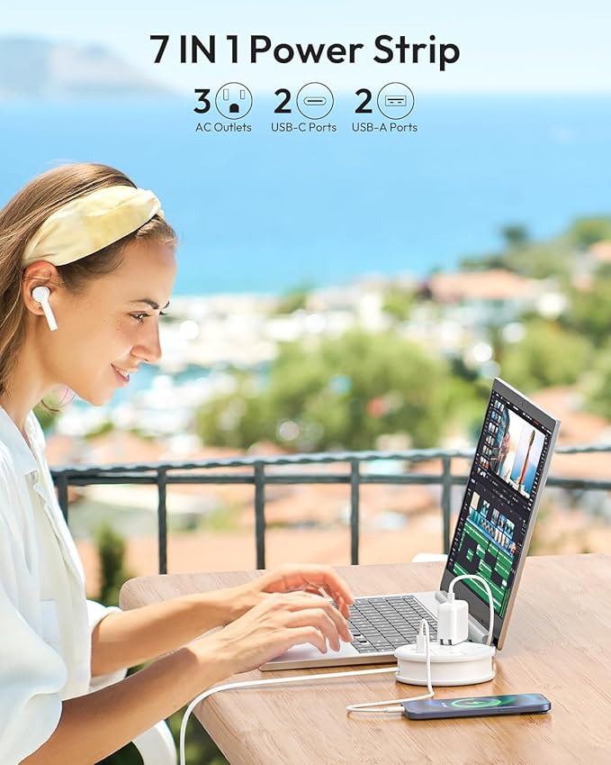NTONPOWER Travel Power Strip 20W, Travel Essentials, Cruise Essentials 2026 3 Outlets 4 USB Ports(2 USB C), 4FT Wrapped Around Extension Cord for Travel Cruise Ship Beach Vacation Essentials