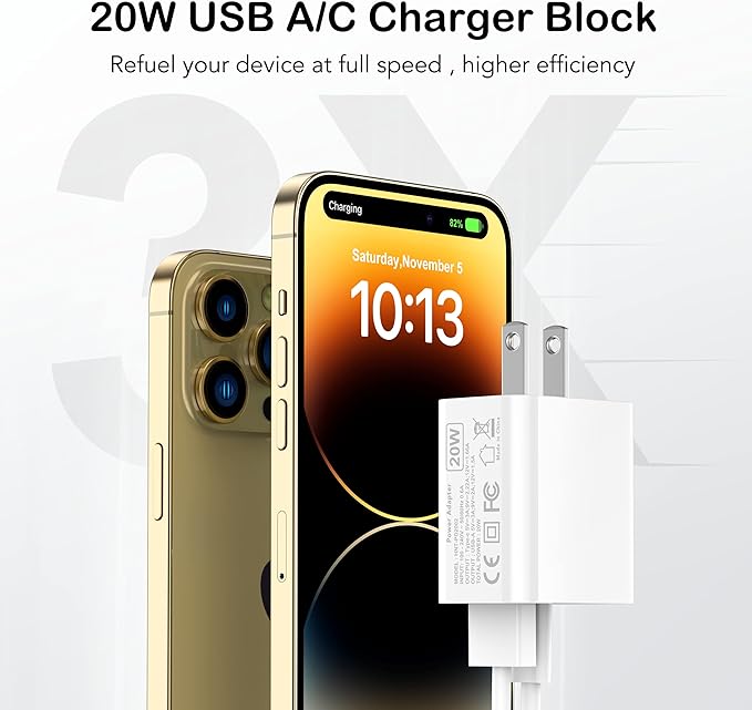 [2Pack] 40W USB C Charger Block, Fast Charge Cube Powered Multi-Port Wall Plug Power Adapter Type C Brick for iPhone 17/16/16 Pro Max/15/15 Pro Max/14/14 Pro Max/13/12/iPad, Motorola, LG,PS5, Huawei