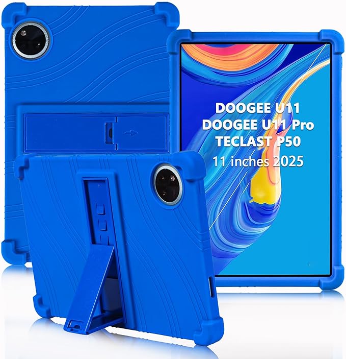 ATOOZ for DOOGEE U11 Case 11 Inch,Soft Silicone Kids Case for DOOGEE U11 Pro Tablet 2025/Teclast P50 Tablet with Stand (Blue)