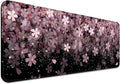 Japanese Cherry Blossom Gaming Desk Mat, Computer Keyboard Large Extended Flowers Mouse Pad for Office and Home, 31.5×11.8 Inches, XL, Black