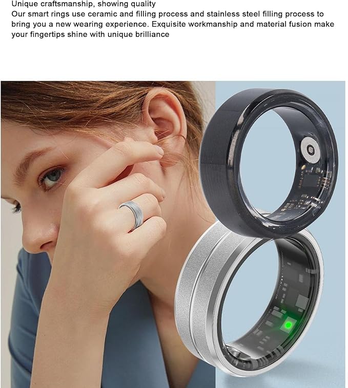 Smart Health Ring, IP68 Waterproof Ultralight Fitness Tracker Ring, Rechargeable Sports Monitor Tracker Pedometer Sleep Tracking 24 Hour Heart Rate Monitoring