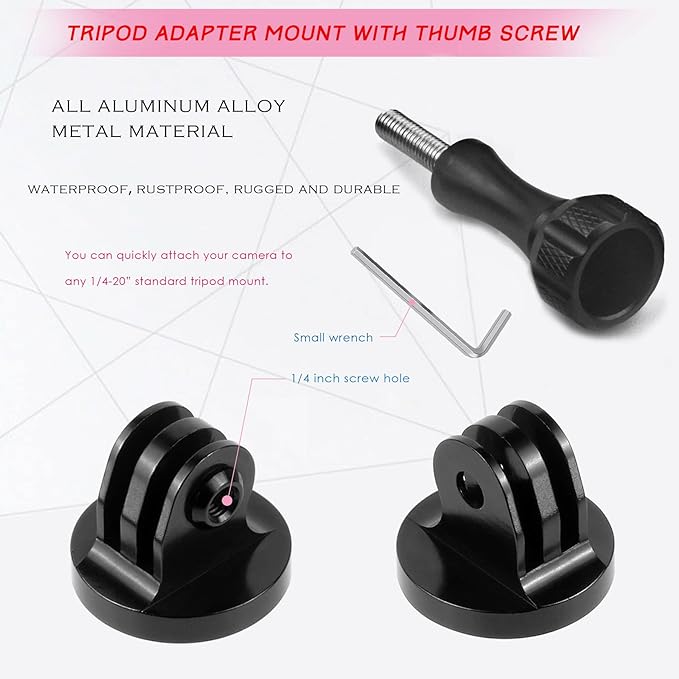 Niewalda Aluminum Tripod Mount Adapter, Tripod Adapter Mount,Compatible with GoPro Hero 9, 8, 7, 6, 5, 4, DJI Osmo, Sjcam, Xiaoyi Action Cameras