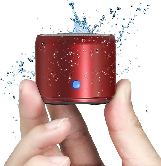EWA Travel Case Packed, A106 Pro Portable Bluetooth Speaker with Custom Bass Radiator, Brief Design, IP67 Waterproof, Perfect Mini Speaker for Shower, Room, Bike, Car (Red)