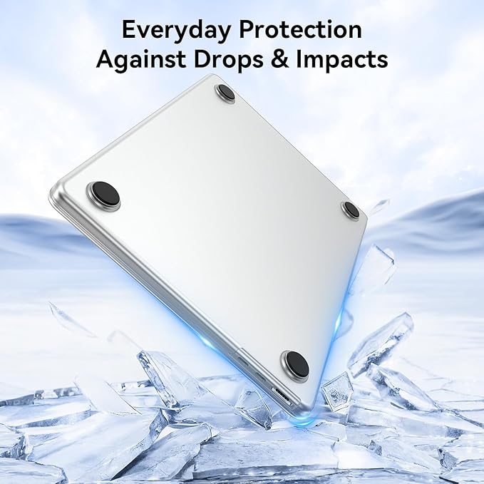 EooCoo Compatible with MacBook Air 13 inch Case M5 2026-2022 M4 M3 M2 Model A3449 A3240 A3113 A2681, Mac Air 13.6 inch Hard Shell & Keyboard Cover & Screen Film & Type-C, Frost Clear