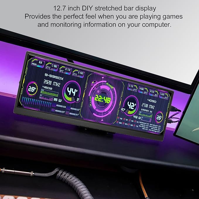 Vikye Portable Monitor, 12.7 Inch 4K 120Hz IPS Second Screen Portable Laptop Monitor, USB - C HDMI Travel Monitor for Sub CPU GPU Display, VIKYEGKUAI8YB0D