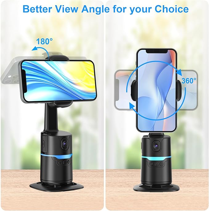 Auto Face Tracking Selfie Stick Tripod for iPhone, 360° Auto Rotating Face Tracking Tripod, Gesture Control, No APP Required, Gimbal stabilizer for Smartphone, for Live Streaming Video, Recording