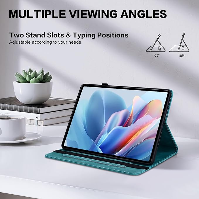 Case for iPad Pro 12.9 inch Case 6th/5th/4th/3rd Generation 2022/2021/2020/2018, Multi Angle Flip PU Leather Shockproof Cover with Pencil Holder/Card Slots, Green