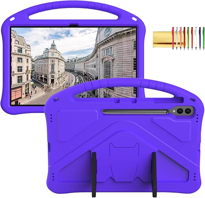 Kids Case for Samsung Galaxy Tab S10 Ultra/S9 S8 Ultra 14.6-inch Tablet, Techcircle Light Weight Shock Proof EVA Foam Handle Rugged Stand Protective Cover, Purple