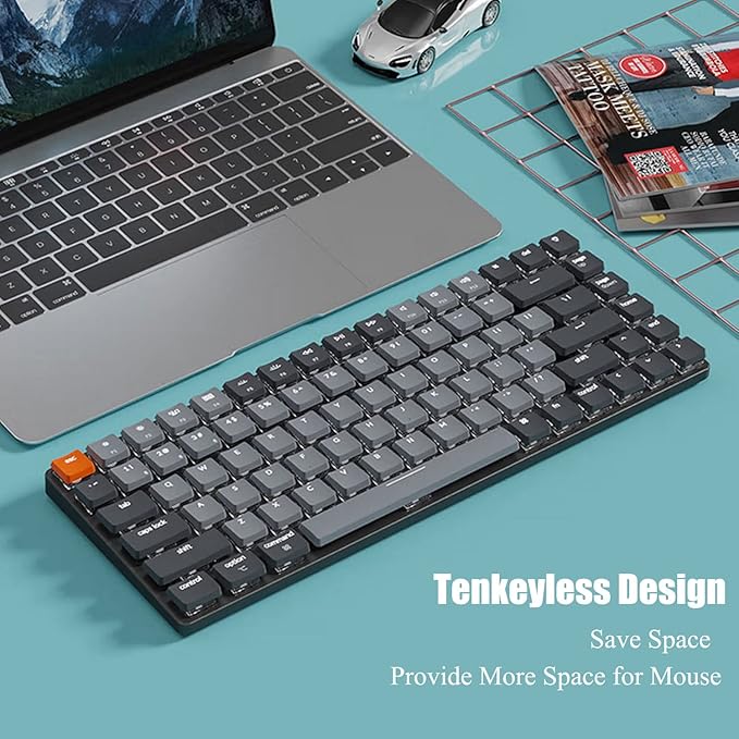 Keychron K3 Version 2, 75% Layout 84 Keys Ultra-Slim Wireless Bluetooth/USB Wired Mechanical Keyboard with White Backlit, Hot-Swappable Low-Profile Keychron Optical Red Switch for Mac Windows