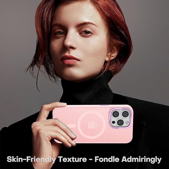 Newfuture Designed for iPhone 14 Pro Max Case with Magnetic [13 FT Military Drop Protection] [Compatible with Magsafe] Slim Translucent Matte Shockproof with Anti-Fingerprint Phone Case, Tender Pink