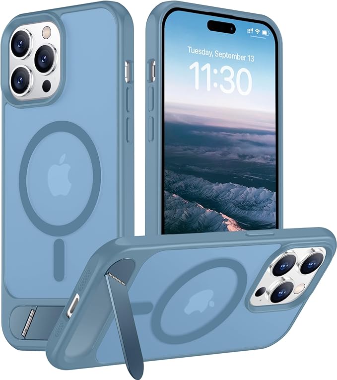 Magnetic Compatible with iPhone 14 Pro Case, [Built-in Invisible Kickstand][Compatible with MagSafe] [Military Grade Shockproof] Slim Translucent Matte Phone Case for iPhone 14 Pro 6.1"
