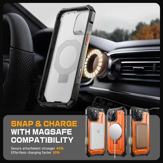 SUPCASE for iPhone 16 Pro Max Case with Camera Control Capture Button (Unicorn Beetle Grip), [Built-in Stand] [Compatible with MagSafe] Heavy Duty Magnetic Phone Case for iPhone 16 Pro Max, Magma