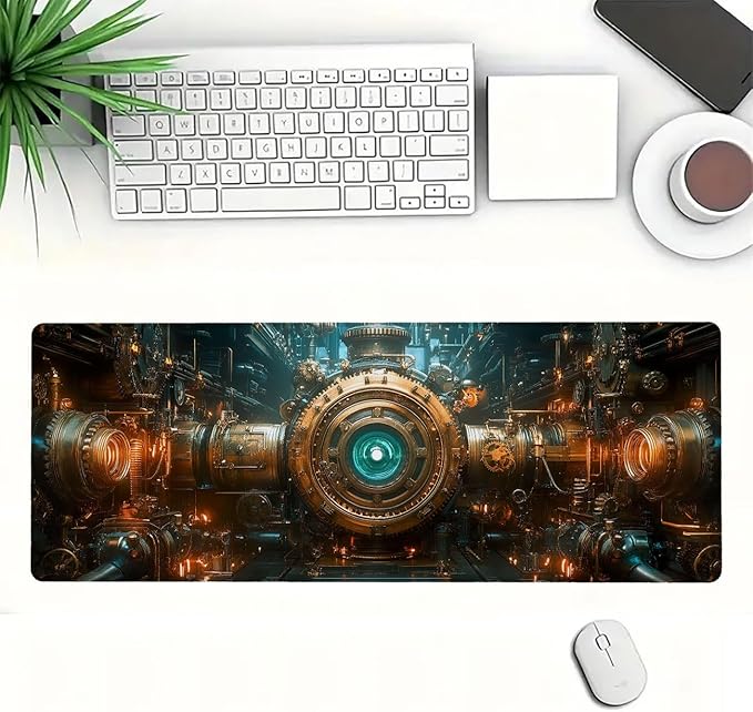 Steampunk Large Mouse Pad Industry Gear Precision Mousepad XL Large Gaming Mouse Pad Laptop Keyboard Mat Desk Pad Ideal for Office, Home, or Remote Work 31.5x11.8 Inch