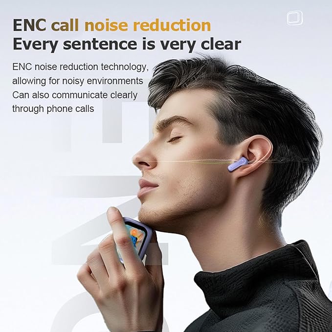 Active Noise Cancelling Touchscreen Earbuds ANC with Smart Touch Screen Case, Blue Tooth Ear Buds With Screen on Case Earphones for iPhone Android Purple TWS True Wireless Bluetooth Earbuds Headphones