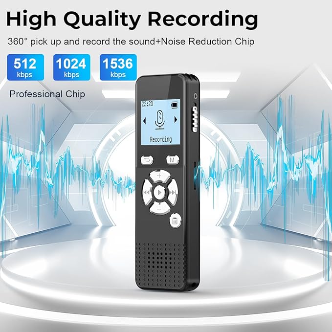 Digital Voice Activated Recorder with Playback - 72GB Audio Recording Device with 5300 Hours Recording Time - Sound Tape Recorder Listening Devices for Lecture with USB Microphone Password