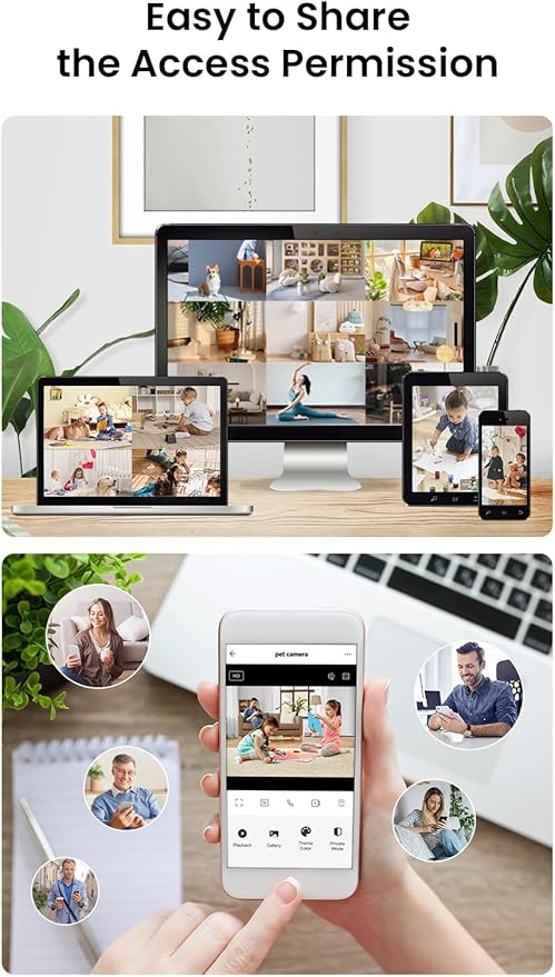2 Pack Indoor Wired Security Cameras, 360° WiFi Camera for Home/Pet/Baby with Night Vision, AI Motion Detection, 2-Way Audio, Local/Cloud Storage, Compatible with Alexa & Google Assistant
