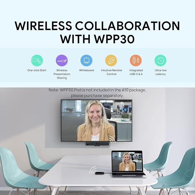 Yealink MeetingBar A10 4K Conference Room Webcam with 120 Wide Angle Camera, Android OS, Video Conferencing System with Microphone and Speaker, AI Speaker Tracking, Auto Framing, Teams Zoom Certified