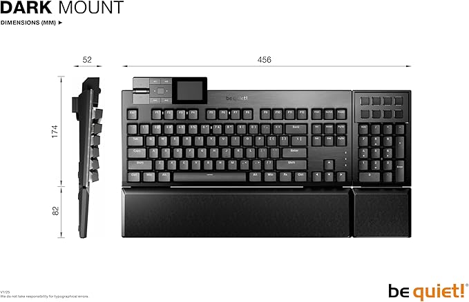 be quiet! Dark Mount Mechanical Keyboard | Tactile | Hot-Swappable Lubricated Silent Switches | Detachable Numpad and Media Dock | Programmable ARGB Keys | Quality PBT Double Shot Keycaps | BT002US