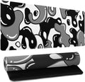 Grey Black White Gaming Mouse Pad Desk Pad Extended Large 31.5"x11.8" Japanese Geometric Anime Gaming Mouse Pad XL Japanese Desk Mat with Non-Slip Rubber Base Stitched Edge for Home Office Work Game