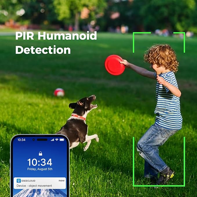 Hiseeu Solar Security Camera Outdoor, 4MP Wireless WiFi Camera, PTZ 360° View, PIR Motion Detection, Color Night Vision, IP66, 2-Way Audio, Compatible with Alexa
