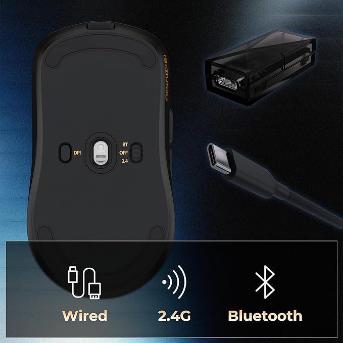 OOCTPK Chilkey Wireless Mouse, Glacier LW 8K L Gaming Mouse with LCD Screen, 8K Polling Rate, 30000 DPI Optical Tracking, 750 IPS, Bluetooth/2.4GHz/USB-C, 47g Ultra-Lightweight, 100 Million Clicks