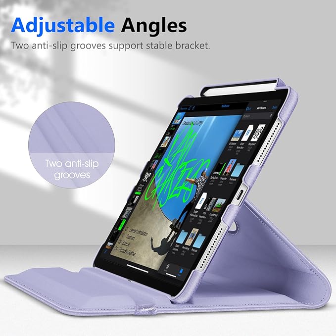 Fintie Rotating Case for iPad Pro 11-inch (4th / 3rd Generation) 2022/2021-360 Degree Swiveling Stand Cover w/Pencil Holder, Auto Sleep/Wake, Also Fit iPad Pro 11" 2nd/1st Gen, Lilac Purple