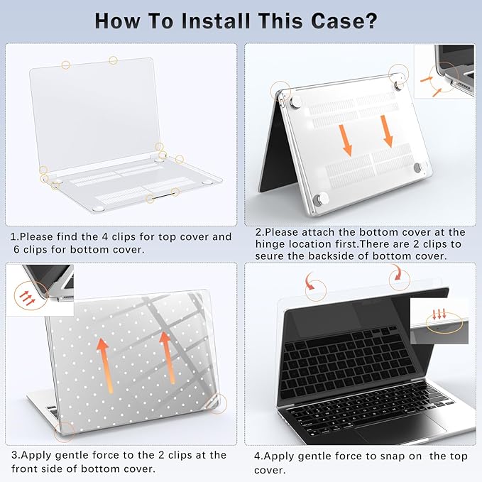 Compatible with MacBook Pro 16 inch Case M5 M4 M3 M2 M1 Pro/Max 2026-2021 A3429 A3428 A3403 A3186 A2991 A2780 A2485, Cute White Polka Dot Protective Hard Shell Clear Cover