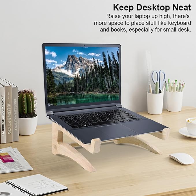 UI U & I Laptop Stand Riser, Portable and Adjustable Stand, for Notebook up to 13-17 Inch, Wood